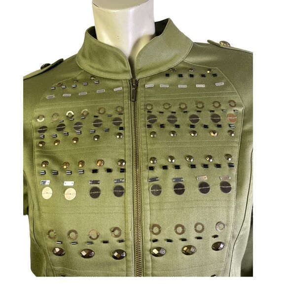 City Girl by Nancy Bolen NWOT Embellished Military Style Jacket Size Medium - Picture 2 of 8
